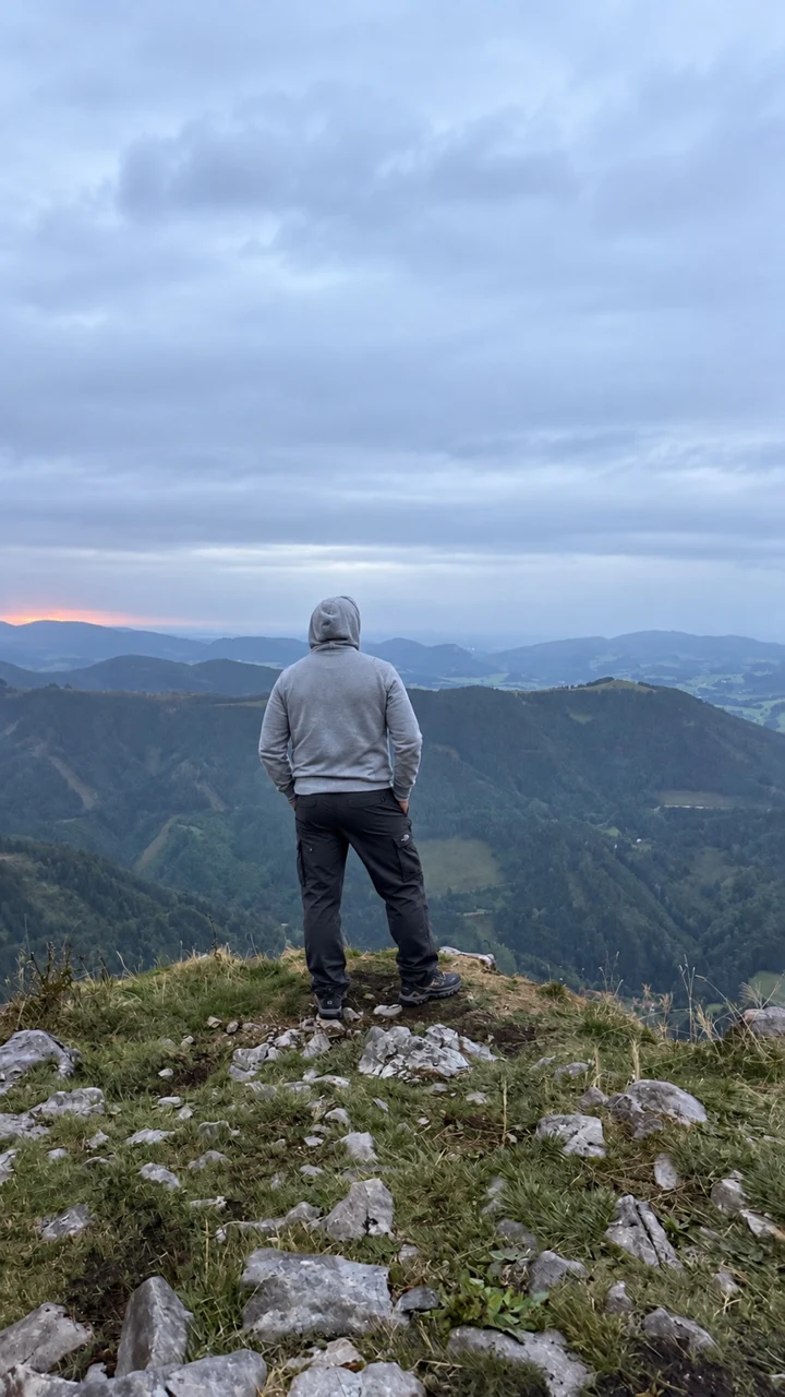 Eigene Wanderaufnahme: Blick vom Gipfel über die Berge