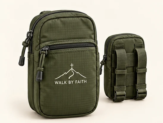WALK BY FAITH Phone Pouch in Olivgrün