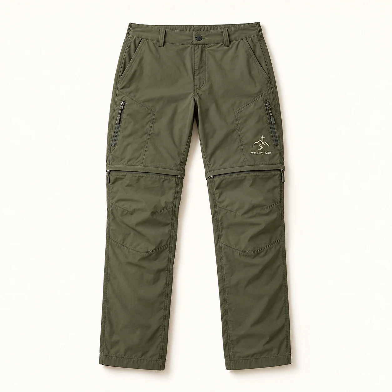 Zip-off-Wanderhose in Olivgrün